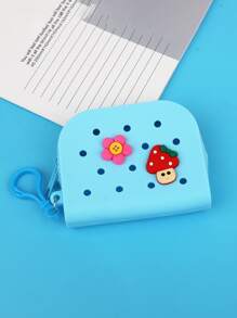 1 件纯色软硅胶零钱包、洗手卡夹，带拉链