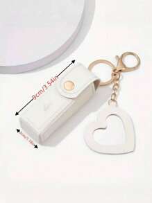 1pc Mini Lipstick Holder Keychain With Mirror & Lipstick Sleeve Pocket, PU Leather Material, Portable Lip Gloss Pouch, Daily Use For Women, Christmas/Thanksgiving/Valentine's Day Gift - Multicolor - View 7