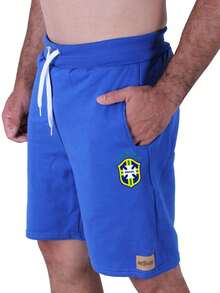 Bermuda Shorts Men's Brazil National Team Sports Sweatpants Pocket - Xanh đậm - Xem 2