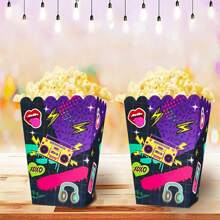 6PCS 90s Party Supplies Music Carnival Hộp đựng bỏng ngô dùng một lần Hộp giấy gấp dùng một lần mới, Giáng sinh - Nhiều màu - Xem 1