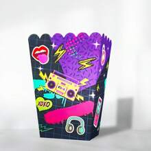 6PCS 90s Party Supplies Music Carnival Hộp đựng bỏng ngô dùng một lần Hộp giấy gấp dùng một lần mới, Giáng sinh - Nhiều màu - Xem 2