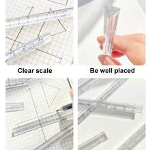 5 Pieces Of 15cm Rainbow Visible Rulers, Transparent Ins Acrylic Ruler, Elementary School Specific Triangle Ruler, Cute Girl Heart - Multicolor - View 6