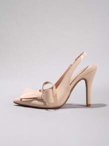 Fall/Winter 2025 Women Bowknot Pointed Toe High Heel Sandals, Glossy PU Leather, Elegant & Sexy, Wedding & Party Formal Dress Shoes,Women Pumps