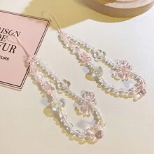 1 dây đeo điện thoại hình gấu bướm màu hồng có móc khóa thắt nút dây đeo điện thoại di động móc khóa túi xách nữ mặt dây chuyền máy ảnh cho ốp lưng - Hồng - Xem 1