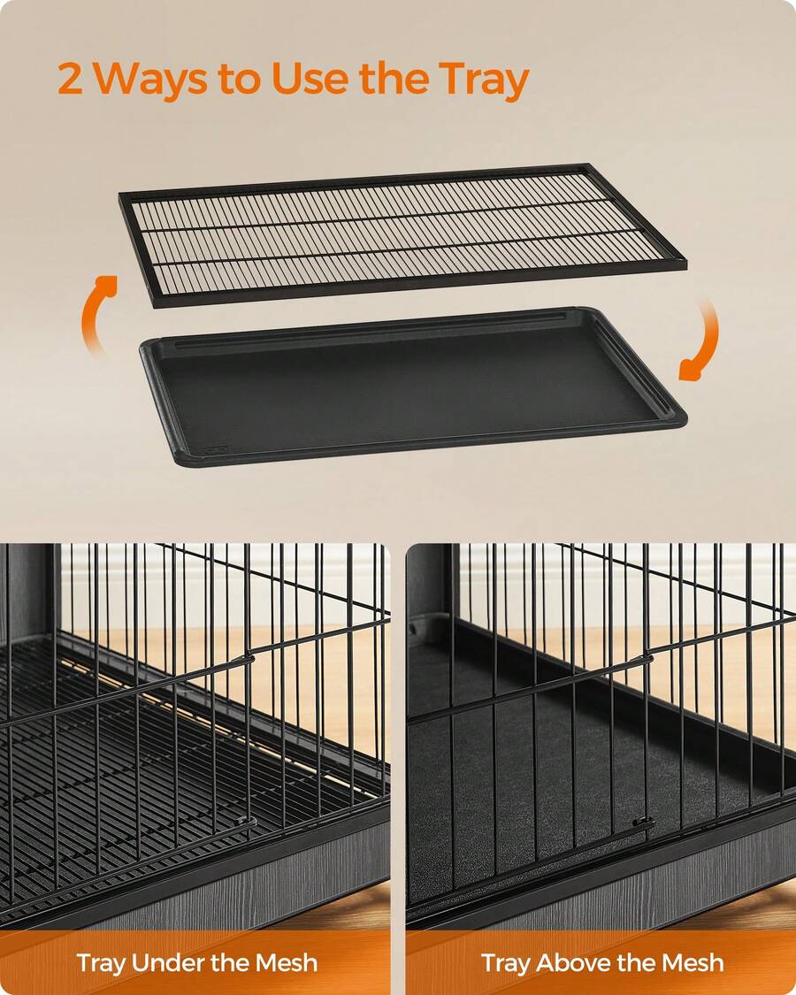 Feandrea Dog Crate Furniture, Side End Table, Modern Kennel For Dogs