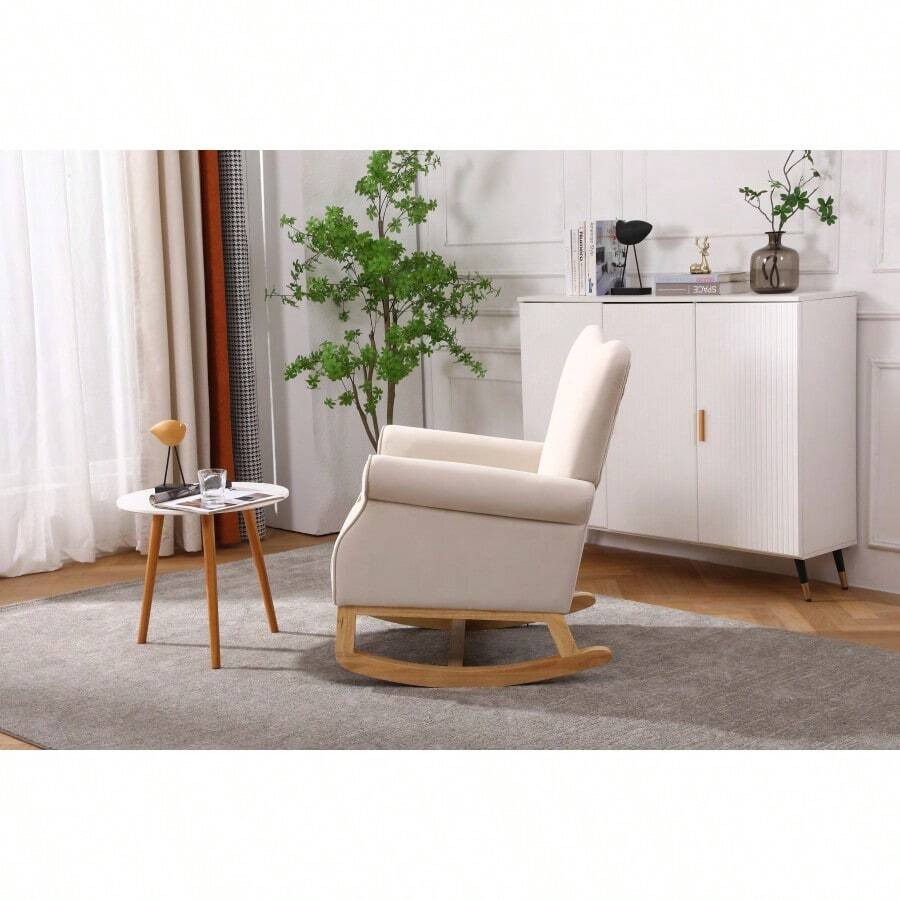 Baby Room High Back Rocking Chair Nursery Chair, Comfortable Rocker