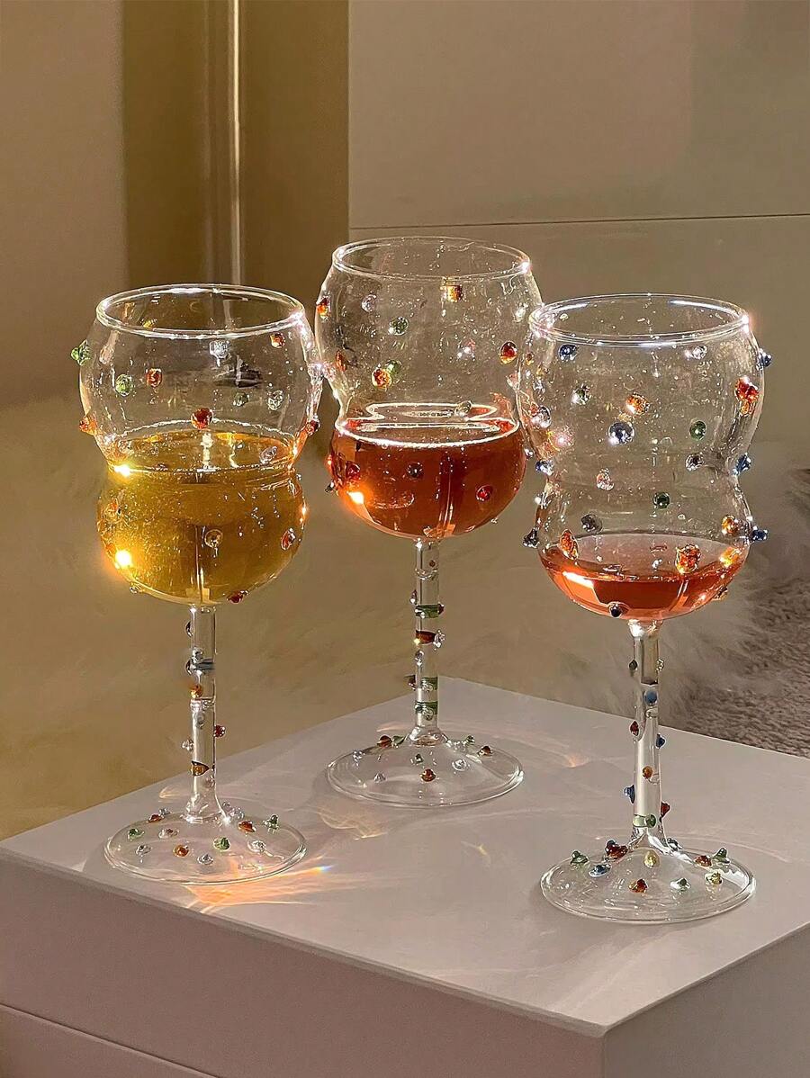 Cabin Kangaroo 1pc 北欧风格浮雕圆点彩色玻璃杯，ins唯美高颜值美式拿铁咖啡杯，创意蝴蝶结装饰家居饮水杯，节日礼物，生日祝福，派对用品，送给男朋友/女朋友的礼物