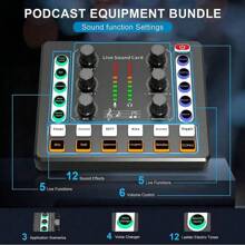 Audio Mixer,Audio Interface With DJ Mixer Live Sound Card Effects And Voice Changer,Podcast Equipment Bundle Stereo DJ Studio Streaming,Prefect For Live Streaming/Podcasting/Gaming(800mAh Battery)