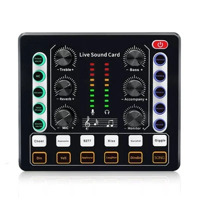 Audio Mixer,Audio Interface With DJ Mixer Live Sound Card Effects And Voice Changer,Podcast Equipment Bundle Stereo DJ Studio Streaming,Prefect For Live Streaming/Podcasting/Gaming(800mAh Battery)