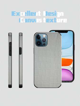 1 件黑色鳄鱼皮纹理防震手机壳，带旋转发声设计，兼容 17/16/15/14/13/12/11/XR/7P/8P/XS Max/X/XS、Galaxy