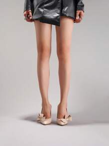 Fall/Winter 2025 Women Bowknot Pointed Toe High Heel Sandals, Glossy PU Leather, Elegant & Sexy, Wedding & Party Formal Dress Shoes,Women Pumps