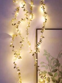 1 Luz decorativa de Halloween, Luz de escritorio, Luz de cadena de hojas de oro y plata LED, Luz decorativa de ratán, Luz de hoja verde, Luz de cuento de hadas, Luz de corona, Día del Padre, Luz de decoración navideña/Halloween para el hogar, Decoración de iluminación festiva, Luz de decoración para boda, Luz de decoración para fiesta
