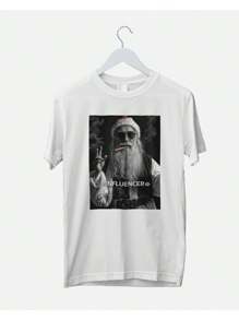 Printed T-Shirt Influencer Santa Claus Streetwear Meme  100% Cotton Unisex - trắng - Xem 1