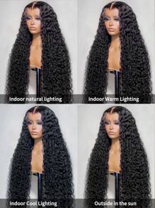 13x6 Deep Wave Lace Front Wigs Human Hair 200% Density 13x6 HD Transparent Lace Frontal Wigs For Women Deep Curly Wigs Human Hair Pre Plucked With Baby Hair Natural Black 26 Inch - Natural Black Color - View 6