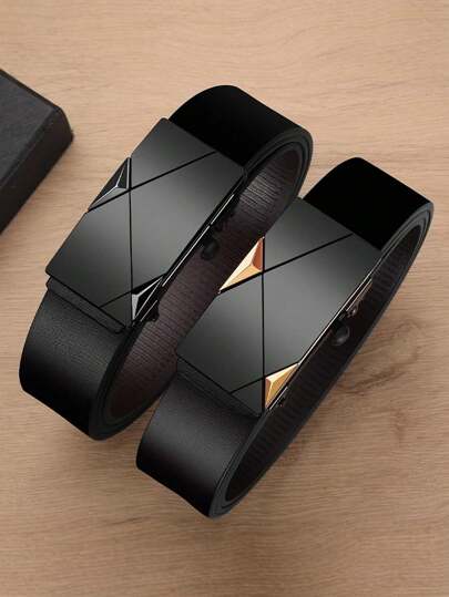 1pc/2pcsMen's Business Belt Alloy Automatic Buckle Belt Fashion Belt Luxury S Belt PU Leather High-Quality Straps Summer, School Fall, Autumn, Halloween Autumn-Winter Accessories,Suitable For Teens, Youth,Men,Casual, Outdoor, Athletic, Vacation, Graduation Gifts, Birthday, Daily Wear