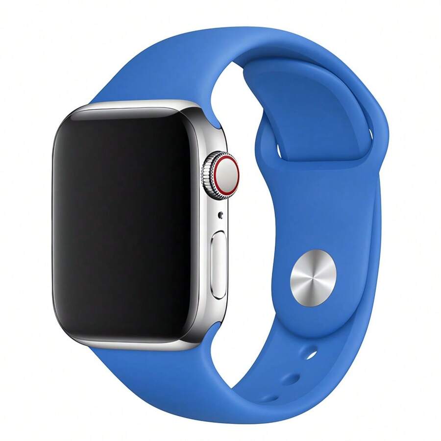 Silicone Smartwatch Sport Strap Compatible With Apple Watch 42/44/45mm 38/40/41mm Series 1 2 3 4 5 6 7 And IWO 8, 9 And 10 - 寶藍色 - 查看 1