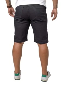 KIT 2 Men's Plain Black Jeans Bermuda Shorts With Elasticity - 查看 4