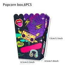 6PCS 90s Party Supplies Music Carnival Hộp đựng bỏng ngô dùng một lần Hộp giấy gấp dùng một lần mới, Giáng sinh - Nhiều màu - Xem 7