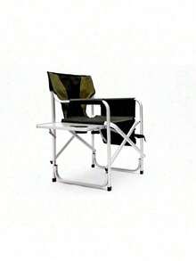 1-Piece Padded Folding Outdoor Chair With Side Table And Storage Pockets,Lightweight Oversized Directors Chair For Indoor, Outdoor Camping, Picnics And Fishing,Black/Grey - Xanh lá cây + Nhôm-3 - Xem 3