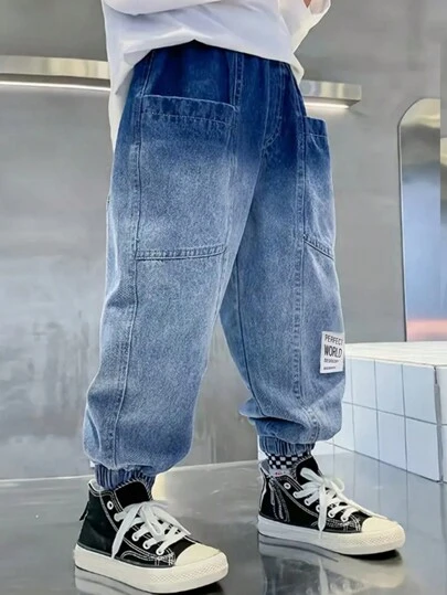 Tween Boy 渐变色边饰慢跑牛仔裤