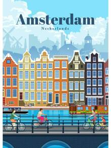 1 幅阿姆斯特丹东京伦敦冰岛巴厘岛温哥华旅行海报艺术城市绘画风景帆布画无框 - 彩色 - 查看 23