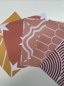 7.87*7.87 英寸赤陶瓷砖贴纸，波西米亚抽象形状乙烯基瓷砖贴花，自粘式墙壁和地板，10 件装-20X20 厘米 - 彩色 - 查看 7