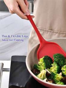 1pc Multi-Color Silicone Spatula,Non-Stick Wok Spoon Cooking Utensil,One-Piece Non-Stick High Heat Resistant Silicone Cooking Utensil For Kitchen - Multicolor - View 3