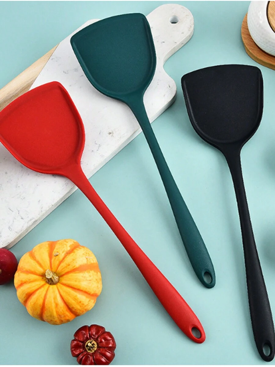 1pc Multi-Color Silicone Spatula,Non-Stick Wok Spoon Cooking Utensil,One-Piece Non-Stick High Heat Resistant Silicone Cooking Utensil For Kitchen - Multicolor - View 1