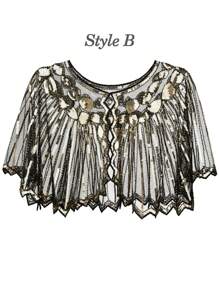 D EXCEED 1PC 女式盖茨比 1920 年代披肩亮片晚礼服披肩新娘披肩披肩短上衣派对婚礼万圣节角色扮演舞会