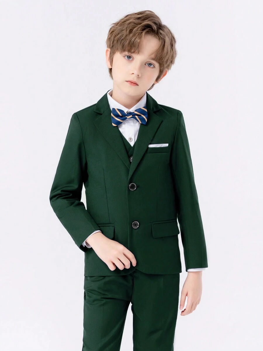 Bộ 3 món/Bộ trang phục vest cho bé trai bao gồm áo khoác, quần và nơ, áo vest dự tiệc cưới, mùa xuân/thu