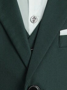Bộ 3 món/Bộ trang phục vest cho bé trai bao gồm áo khoác, quần và nơ, áo vest dự tiệc cưới, mùa xuân/thu - màu xanh lá - Xem 8