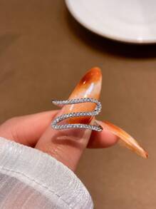 1 pieza Anillo único de mujer de geometría de circonita en plata de ley 925 - Joyería fina simple y elegante, regalo