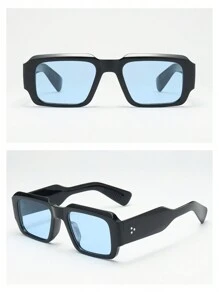 1pc Men's Square Thick Frame High-Quality Personalized Fashionable Glasses, Suitable For Driving, Travel, Leisure, Outdoor Sports And Daily Wear