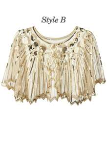 D EXCEED 1PC 女式盖茨比 1920 年代披肩亮片晚礼服披肩新娘披肩披肩短上衣派对婚礼万圣节角色扮演舞会