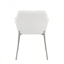 Juego de 2 sillas de comedor contemporáneas Daniella en metal cromado y piel sintética blanca de LumiSource