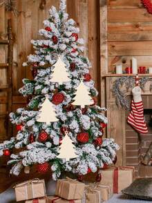 10 chiếc - Đồ thủ công tự làm cây thông Noel, Đồ trang trí treo hình cây thông Noel bằng gỗ chưa hoàn thiện có lỗ, Thẻ quà tặng, Thu hoạch, Lễ Tạ ơn, Trang trí tiệc Giáng sinh, Giáng sinh - kaki - Xem 7
