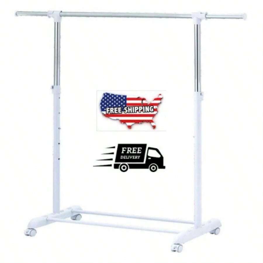 可调节服装滚动衣架重型金属镀铬，白色，春季，简约，夏季上衣