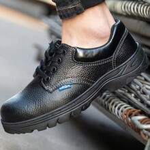 男士多功能安全工作鞋，钢头，防砸，防穿刺，透气，防滑，耐磨，适合所有季节，劳动保护，户外，采矿，厨房，工作，安全鞋 - 黑色 - 查看 7