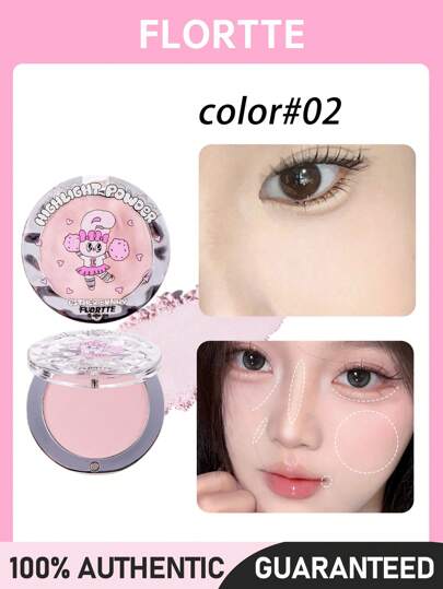FLORTTE Doğal Pembe Serisi Tek Renk Aydınlatıcı Pudra 02#Wow So Tender 4g
