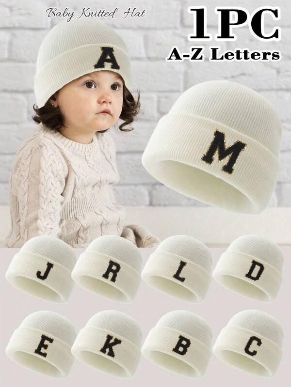 1 pieza Gorro de punto con letras para niños, para que niños y niñas salgan en otoño e invierno y se mantengan calientes, adecuado para niños de 3 a 8 años para ir a la escuela