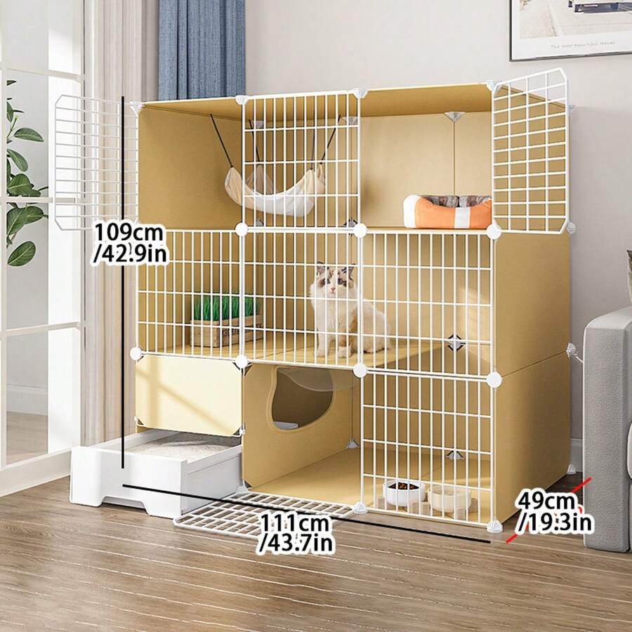 3Tier Spacious Cat Cage With Litter Box, Indoor Cat House Villa, Sale