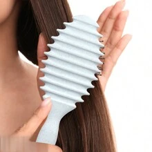 1 件带手柄的椭圆形气垫梳，小麦秸秆材质定义造型刷，顺发刷，专业发型梳，弹跳发刷，卷发定义造型刷梳，适合卷发、直发、女士、儿童