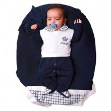 Long Sleeve Jumpsuit + Vest, Prince Gabriel Maternity Outing Kit - 藏蓝色 - 查看 1