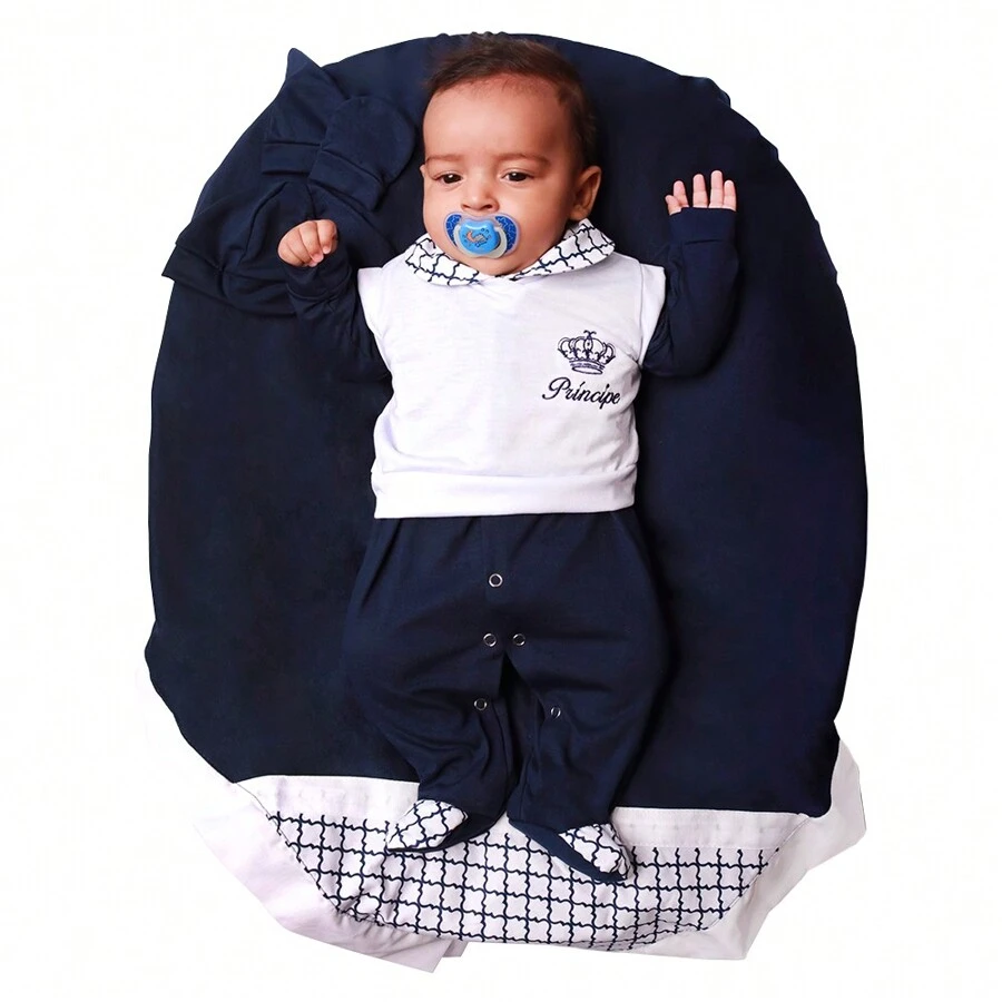 Long Sleeve Jumpsuit + Vest, Prince Gabriel Maternity Outing Kit - 藏蓝色 - 查看 1