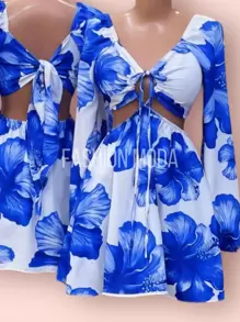 FASHION MODA Printed Jumpsuit (PRINT MAY VARY) - 藍色 - 查看 2