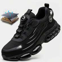 Men's Steel Toe Safety Shoes Men Work Sneaker Rotated Button Easy Wear Work Safety Boots Breathable Sport Work Shoes Men Boots Size 48 - màu đen - Xem 4