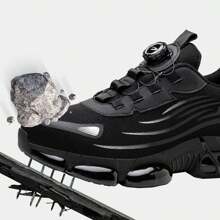 Men's Steel Toe Safety Shoes Men Work Sneaker Rotated Button Easy Wear Work Safety Boots Breathable Sport Work Shoes Men Boots Size 48 - màu đen - Xem 3