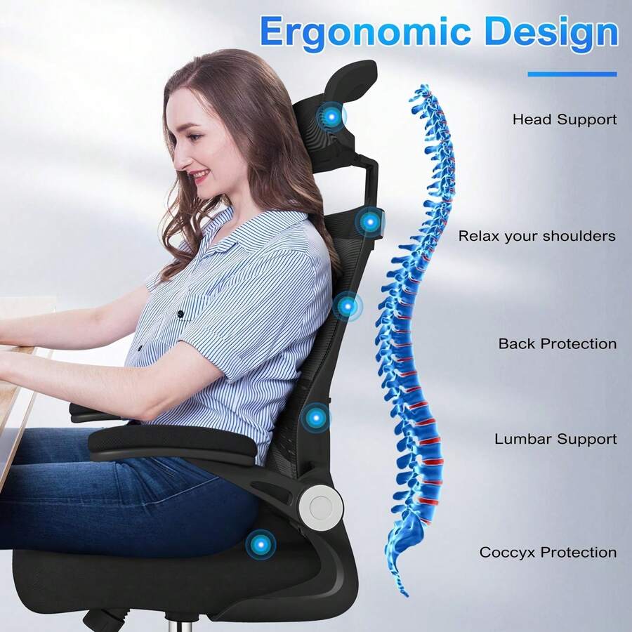 Ergonomic Office Chair, High Back Desk Chair With Adjustable Lumbar
