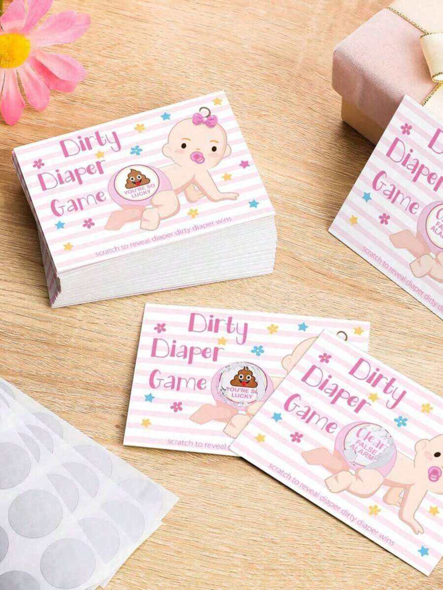 24pcs Baby Gender Reveal Scratch Cards, Party Boy Or Girl Scratch Off