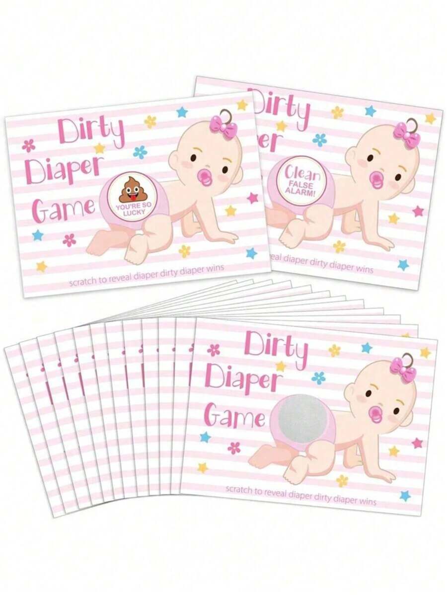 24pcs Baby Gender Reveal Scratch Cards, Party Boy Or Girl Scratch Off
